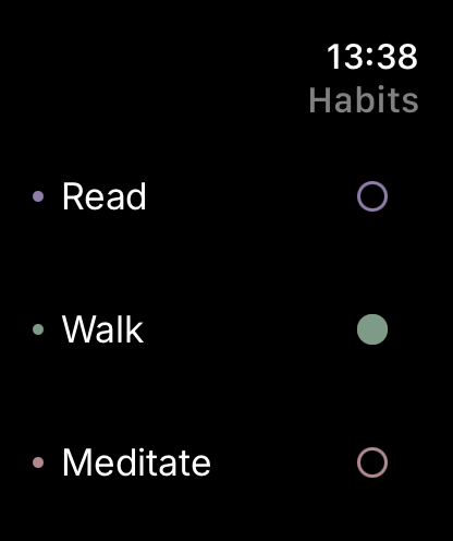 Apple Watch habit list