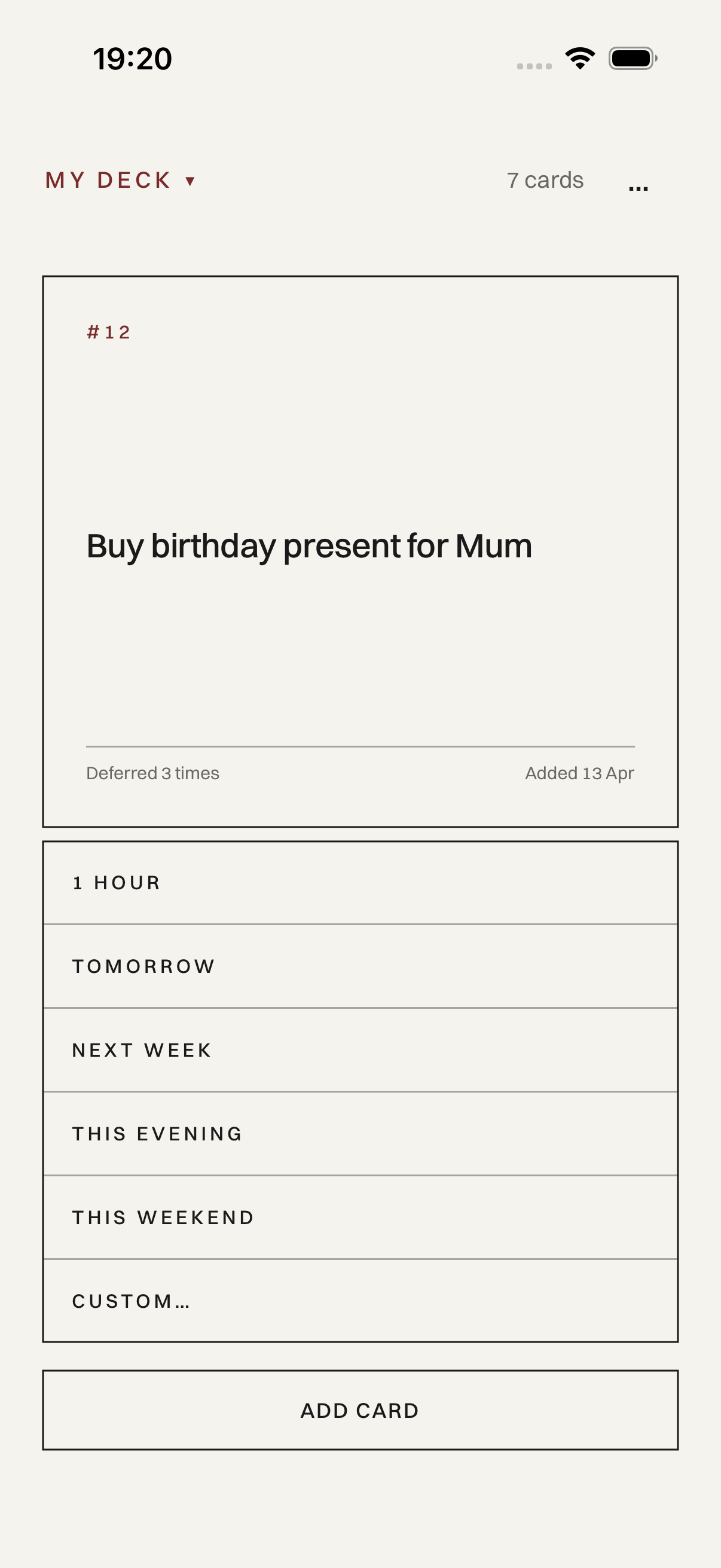 Defer picker with time options