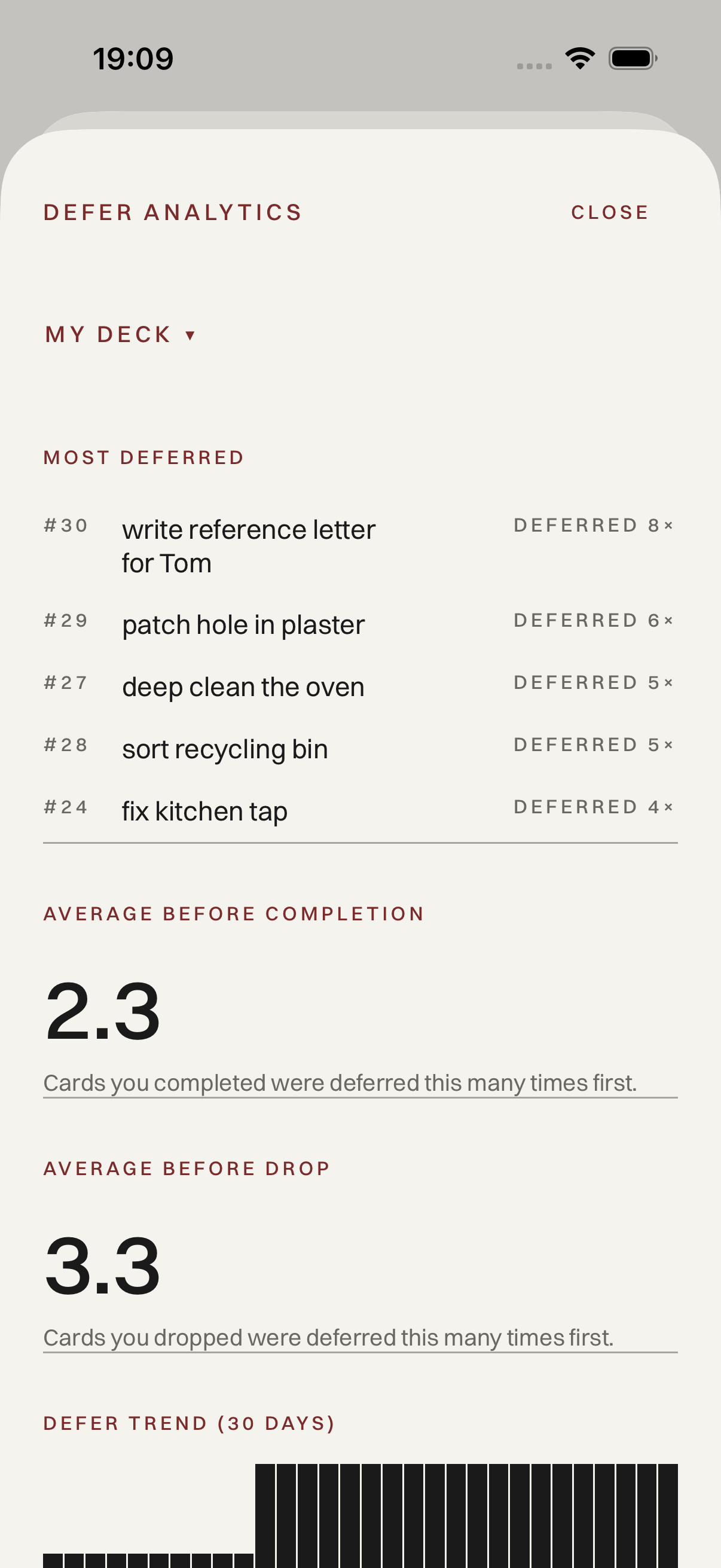 Defer analytics view
