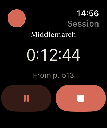 A session being timed on Apple Watch