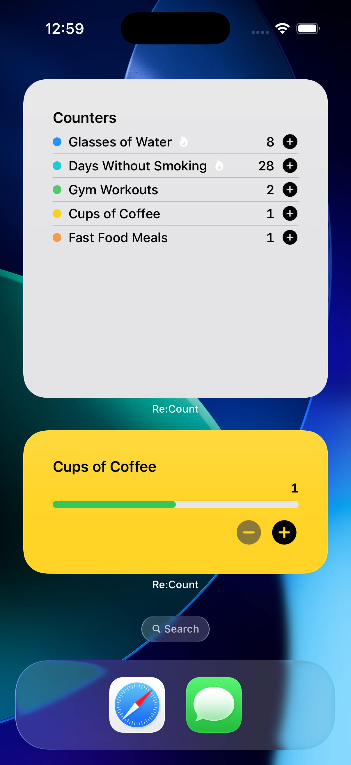 Home screen with widgets