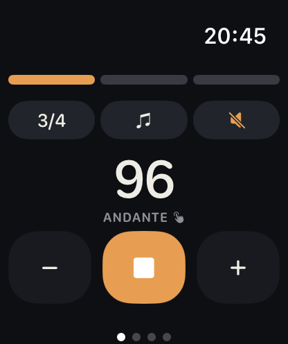 Tock on Apple Watch with the click muted, keeping the beat through haptics